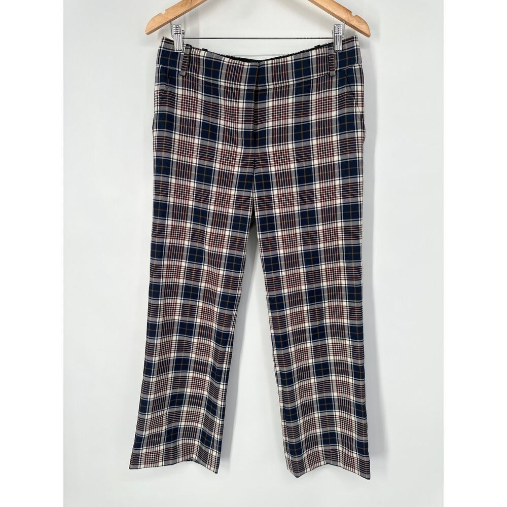 Tory Burch Garrett Pant Straight Leg Plaid Trousers Classic Preppy Academia - Picture 4 of 15